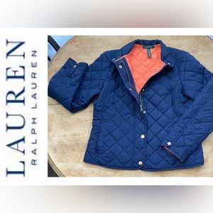 Lauren Ralph Lauren Women’s Size Large Navy Poly Diamond Quilted‎ Jacket